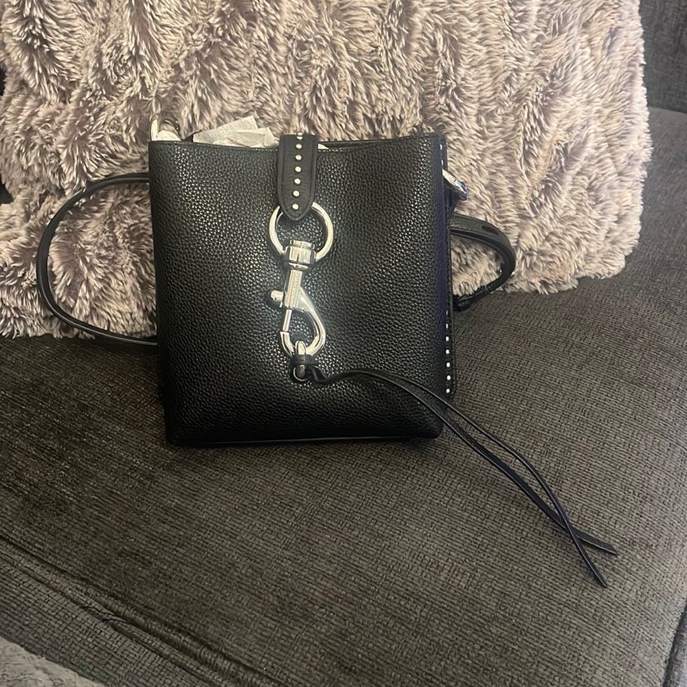 NWT Rebecca Minkoff Megan Mini Feed With Studs Black Handbag